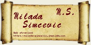 Milada Simčević vizit kartica